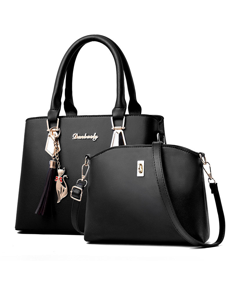 2-piece ladies handbag set - elegant tote and crossbody bag for casual and office wear