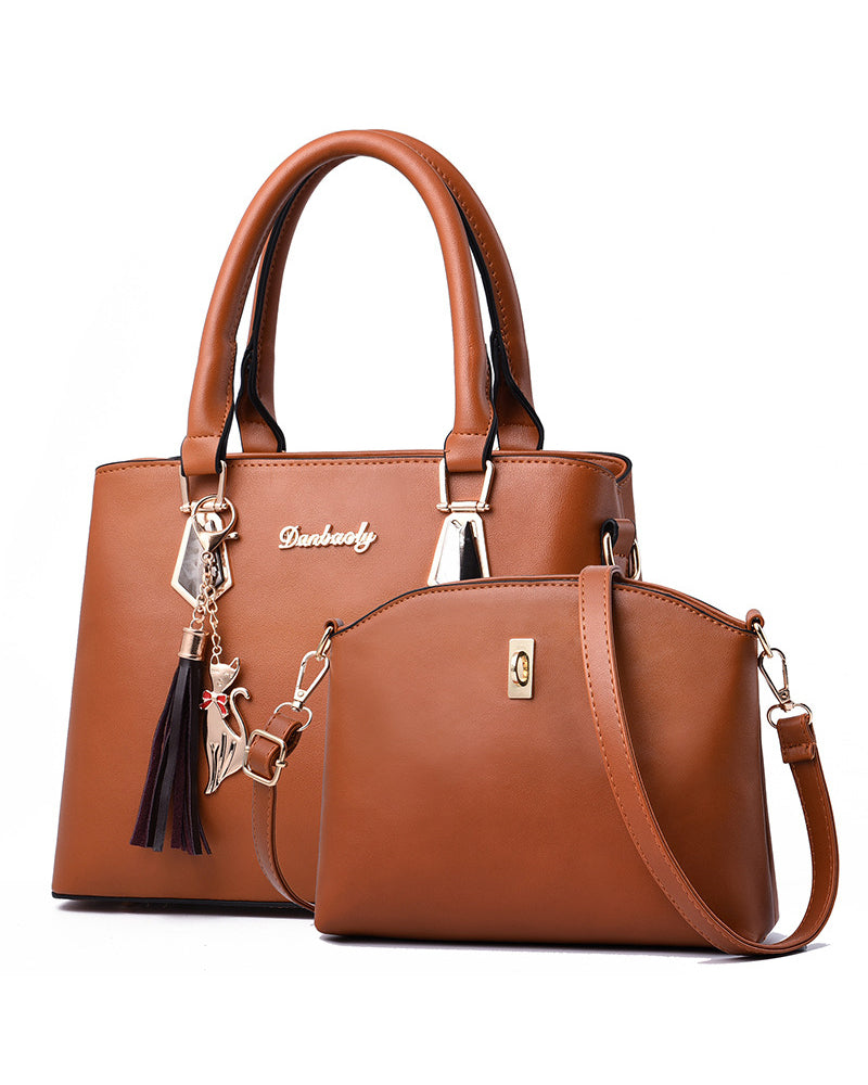 2-piece ladies handbag set - elegant tote and crossbody bag for casual and office wear