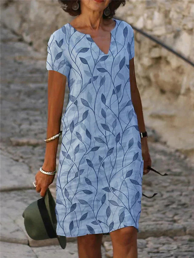 Women's casual dress floral print midi dress - relaxed short sleeve design for everyday wear