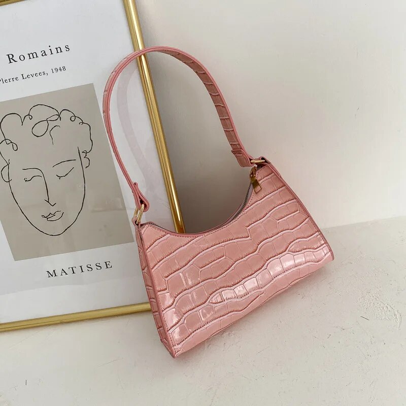 Crocodile Texture Handbag - Elegant Ladies Shoulder Bag