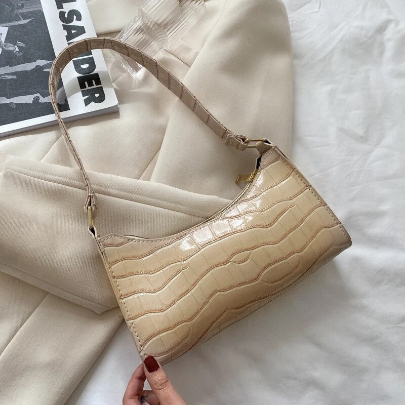 Crocodile Texture Handbag - Elegant Ladies Shoulder Bag
