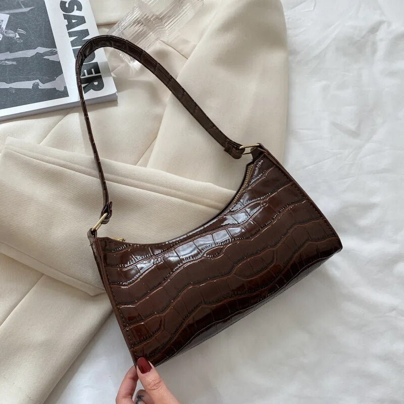 Crocodile Texture Handbag - Elegant Ladies Shoulder Bag