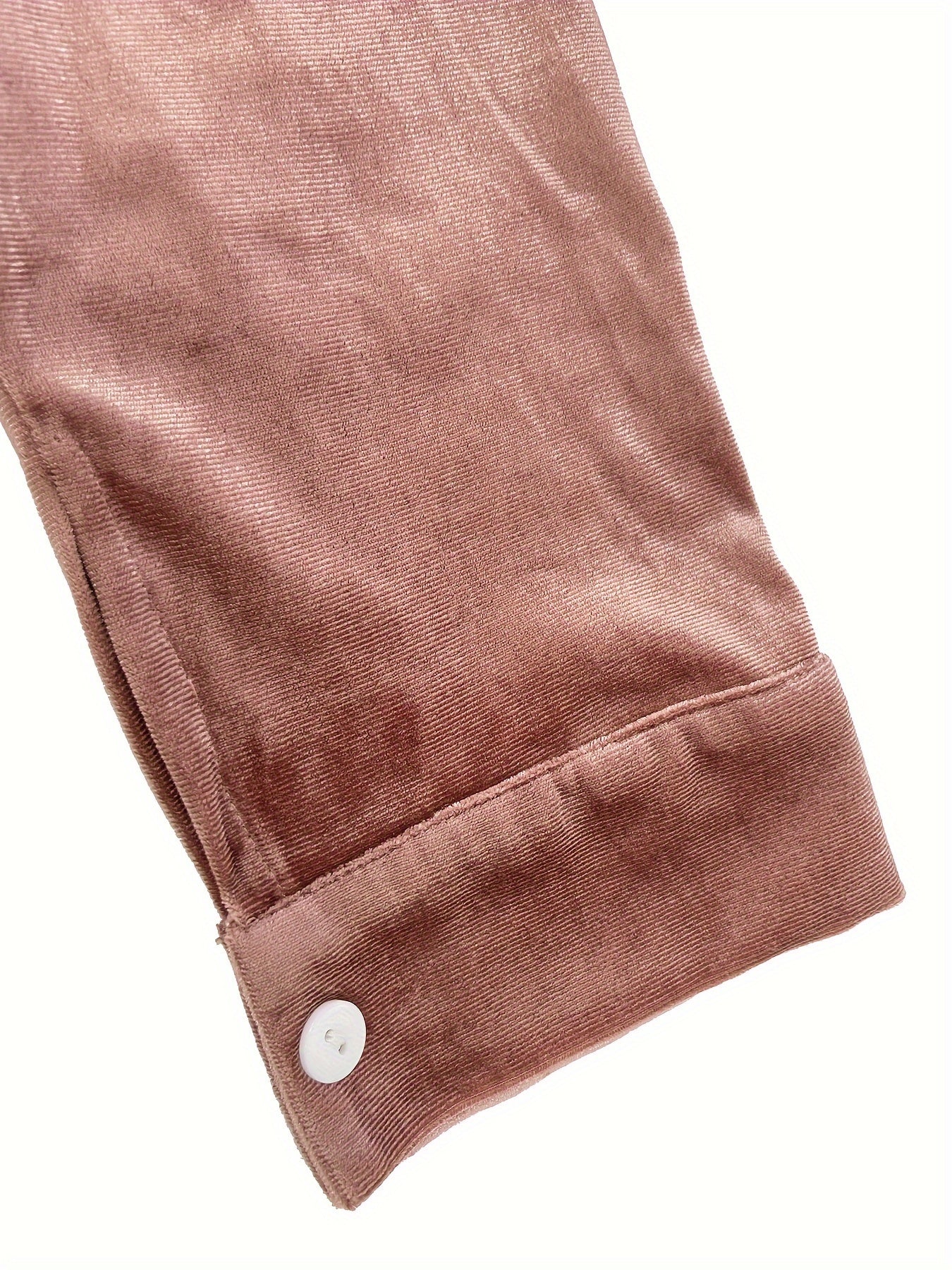 Women'S Chestnut Brown Satin Blouse – Long Sleeves – Button-Up Front – Double Chest Pockets