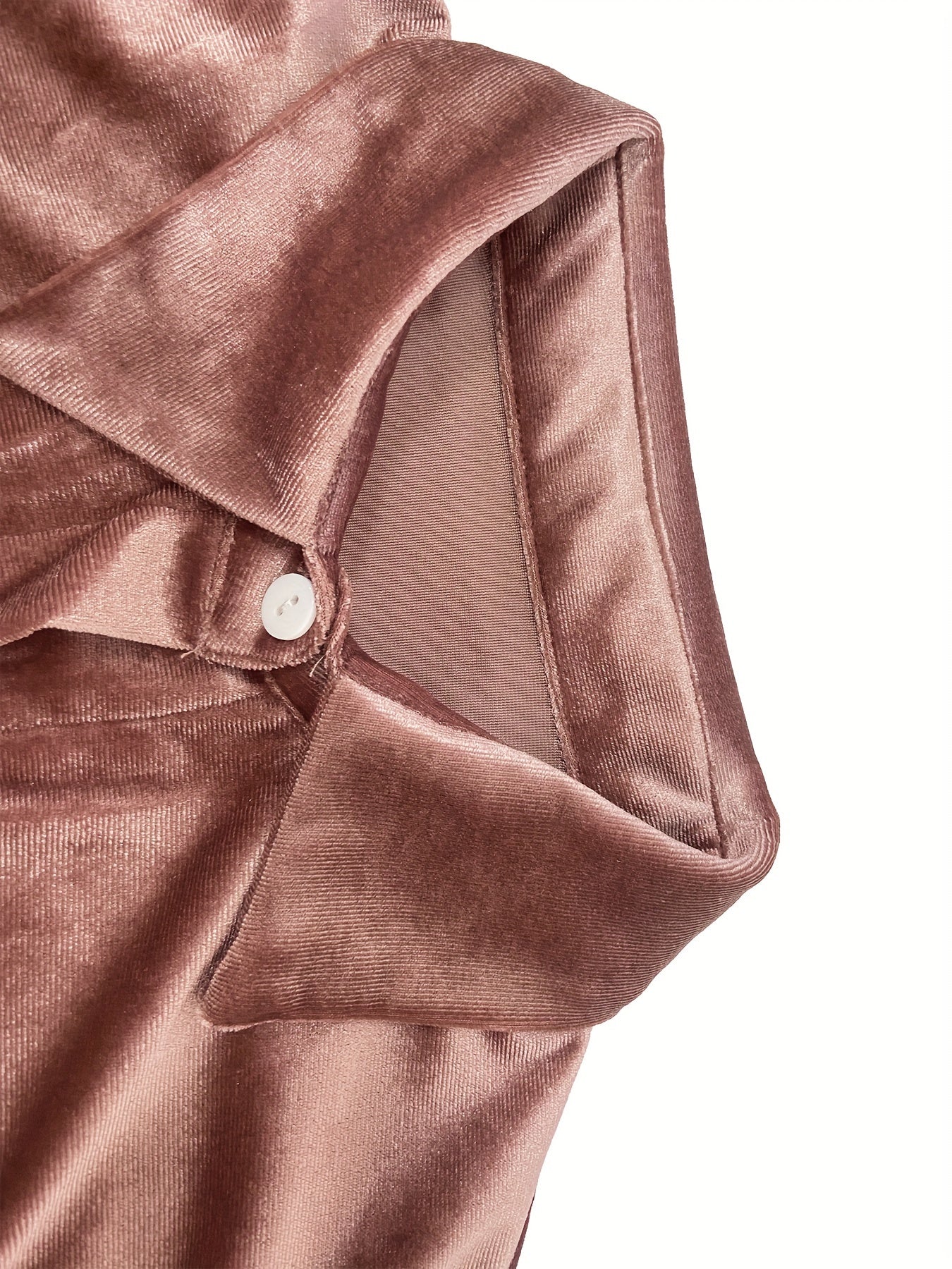 Women'S Chestnut Brown Satin Blouse – Long Sleeves – Button-Up Front – Double Chest Pockets