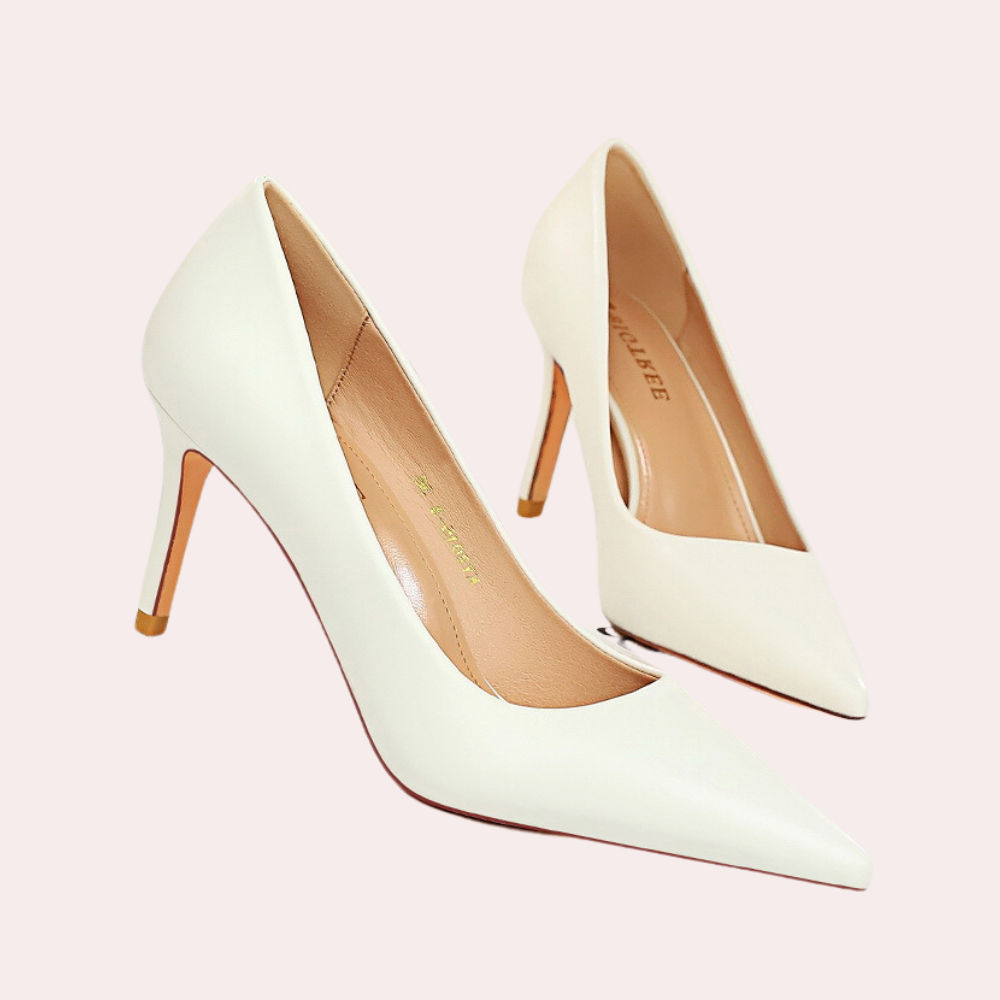 Women'S Classic Pointed-Toe High Heel Pumps – Slip-On Dress Shoes – Yellow, Beige, Black, Brown, White