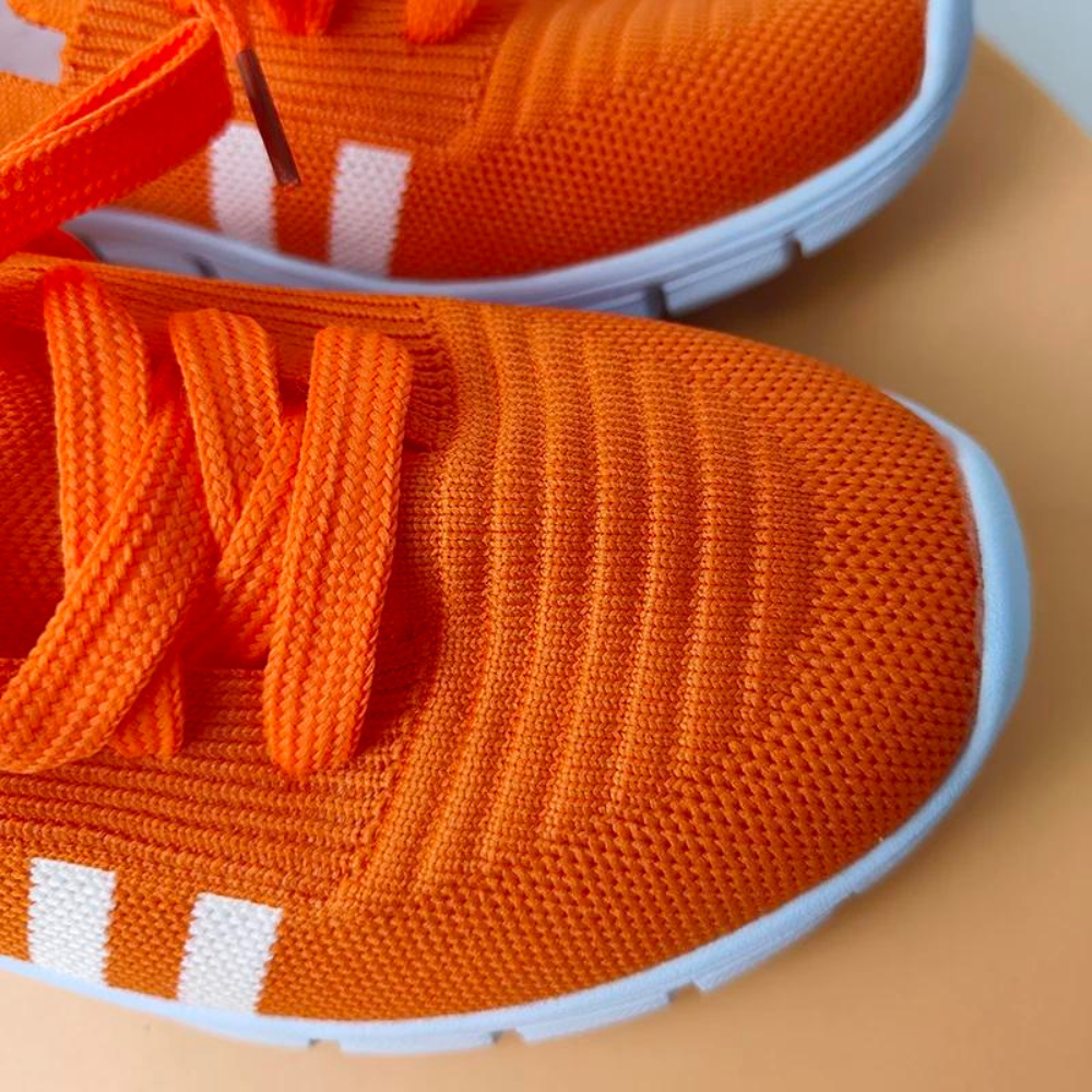 Women'S Lace-Up Mesh Trainers – Lightweight Breathable Sneakers – Orange, Brown, Grey, Black