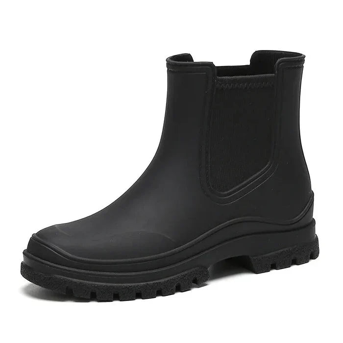 Women'S Rubber Ankle Boots – Waterproof – Elastic Side Panel – Slip-On Rain Shoes
