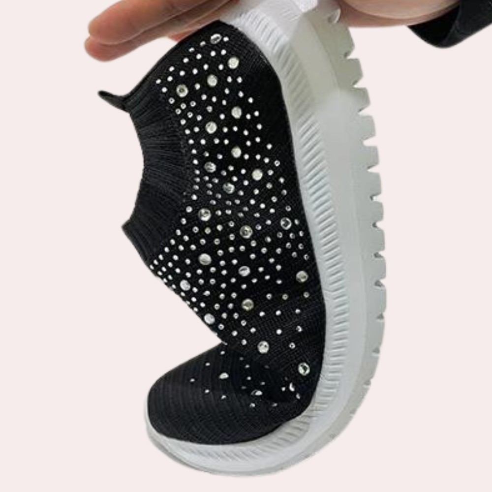 Women'S Slip-On Mesh Sneakers – Low-Cut Casual Shoes – Studded Toe – Black, Pink, White