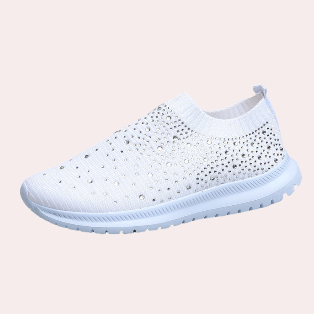 Women'S Slip-On Mesh Sneakers – Low-Cut Casual Shoes – Studded Toe – Black, Pink, White