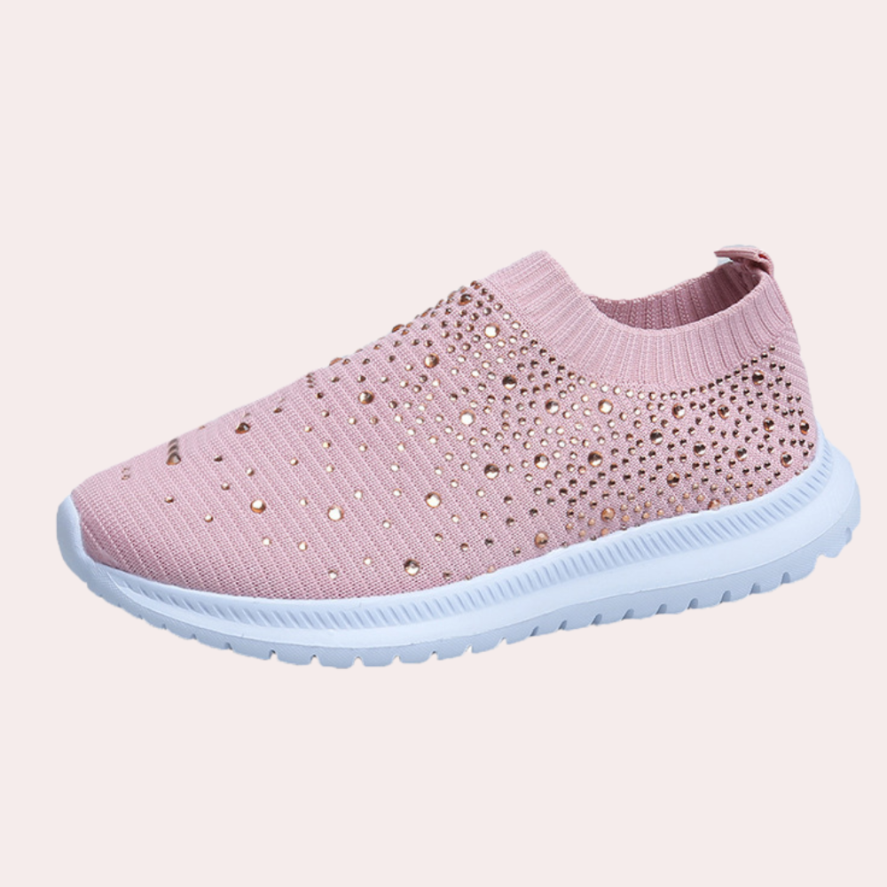 Women'S Slip-On Mesh Sneakers – Low-Cut Casual Shoes – Studded Toe – Black, Pink, White
