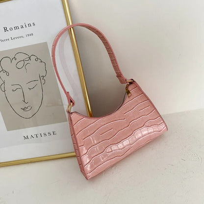 Crocodile Texture Handbag - Elegant Ladies Shoulder Bag