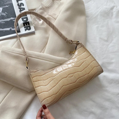 Crocodile Texture Handbag - Elegant Ladies Shoulder Bag