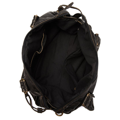 Leather handbag - Black ladies bag with versatile design