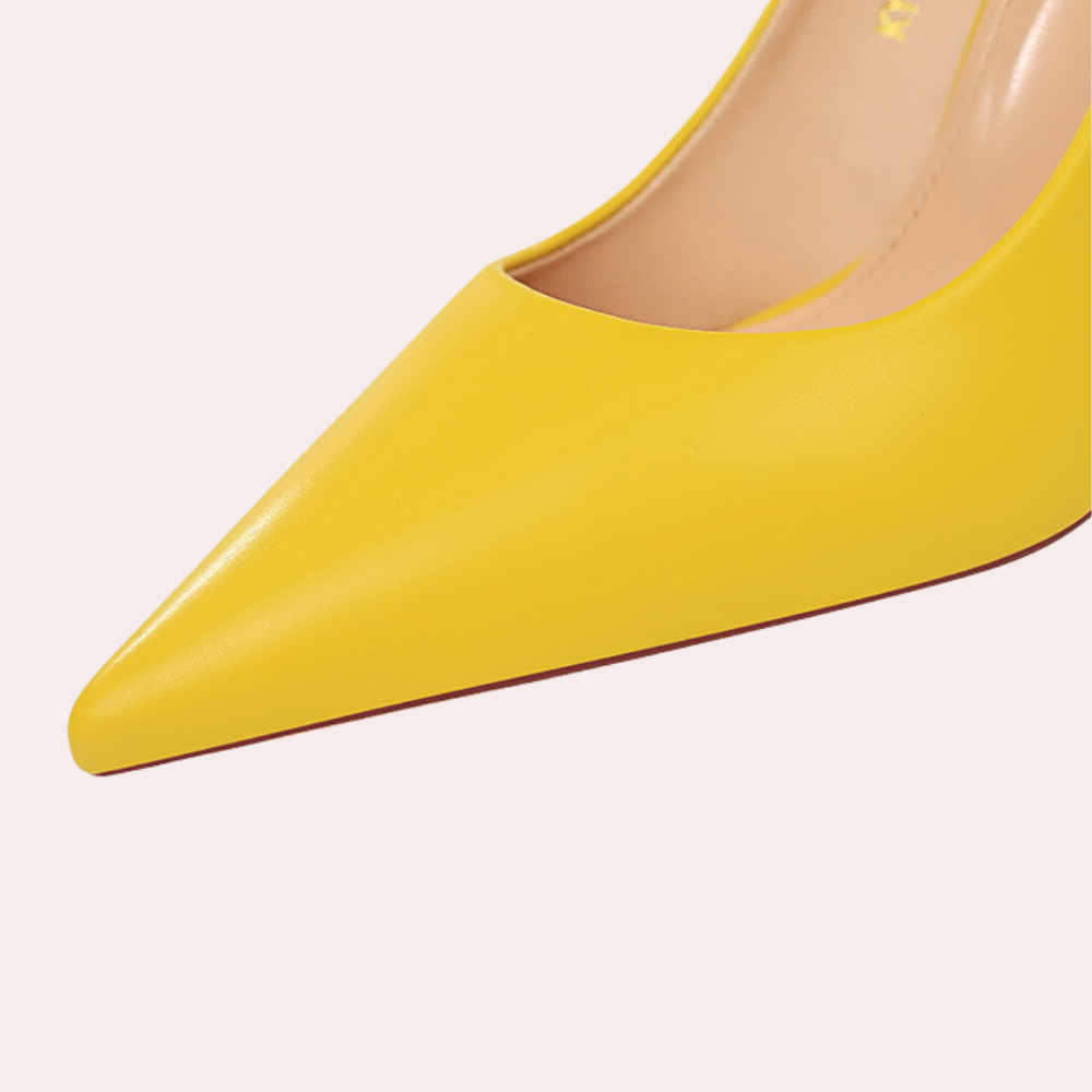 Women'S Classic Pointed-Toe High Heel Pumps – Slip-On Dress Shoes – Yellow, Beige, Black, Brown, White