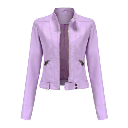 Women'S Faux Leather Biker Jacket – Zip-Up Front – Slim Fit – With Side Pockets