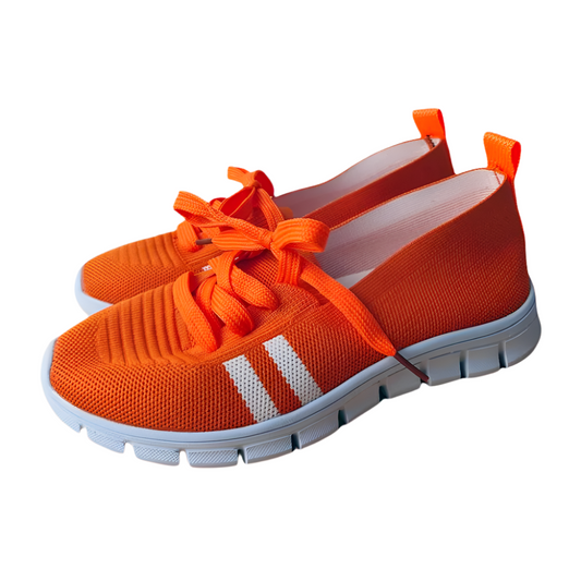 Women'S Lace-Up Mesh Trainers – Lightweight Breathable Sneakers – Orange, Brown, Grey, Black
