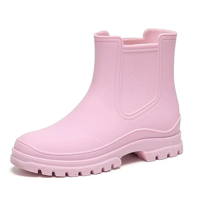 Women'S Rubber Ankle Boots – Waterproof – Elastic Side Panel – Slip-On Rain Shoes