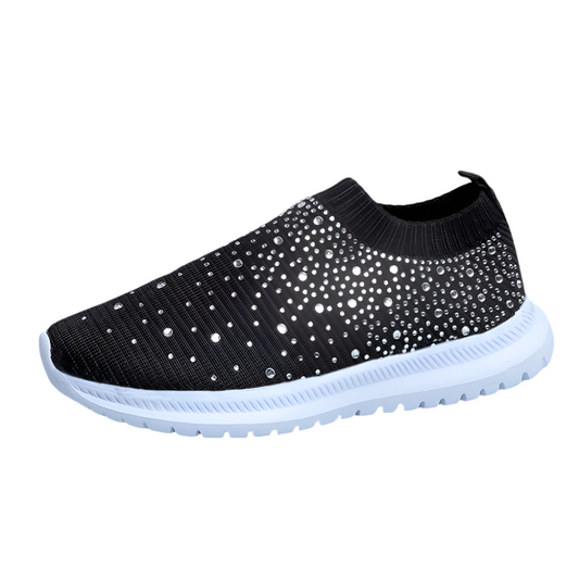 Women'S Slip-On Mesh Sneakers – Low-Cut Casual Shoes – Studded Toe – Black, Pink, White